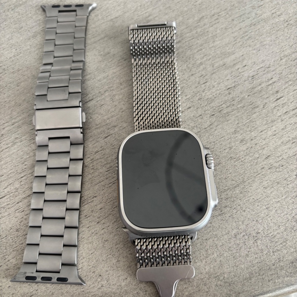 Apple Watch Ultra 2 49mm with Titanium Milanese Loop Band + Professional Band - Picture 2 of 5